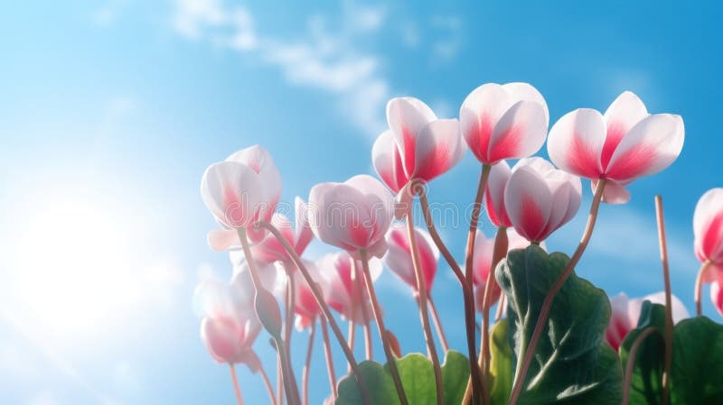 Lato. cyclamen kwiaty w słoneczny letni dzień. chleb wschodni. ai generacyjne royalty ilustracja