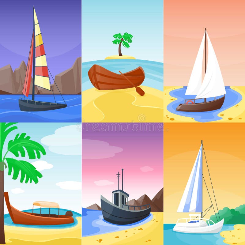 Lato czasu wakacje natury tropikalna plaża z żagiel łodzi statkami, naczynie, jachtu raju wyspy palmy krajobrazowi wakacje royalty ilustracja Lato czasu wakacje natury tropikalna plaża z żagiel łodzi statkami, naczynie, jachtu raju wyspy palmy krajobrazowi wakacje royalty ilustracja