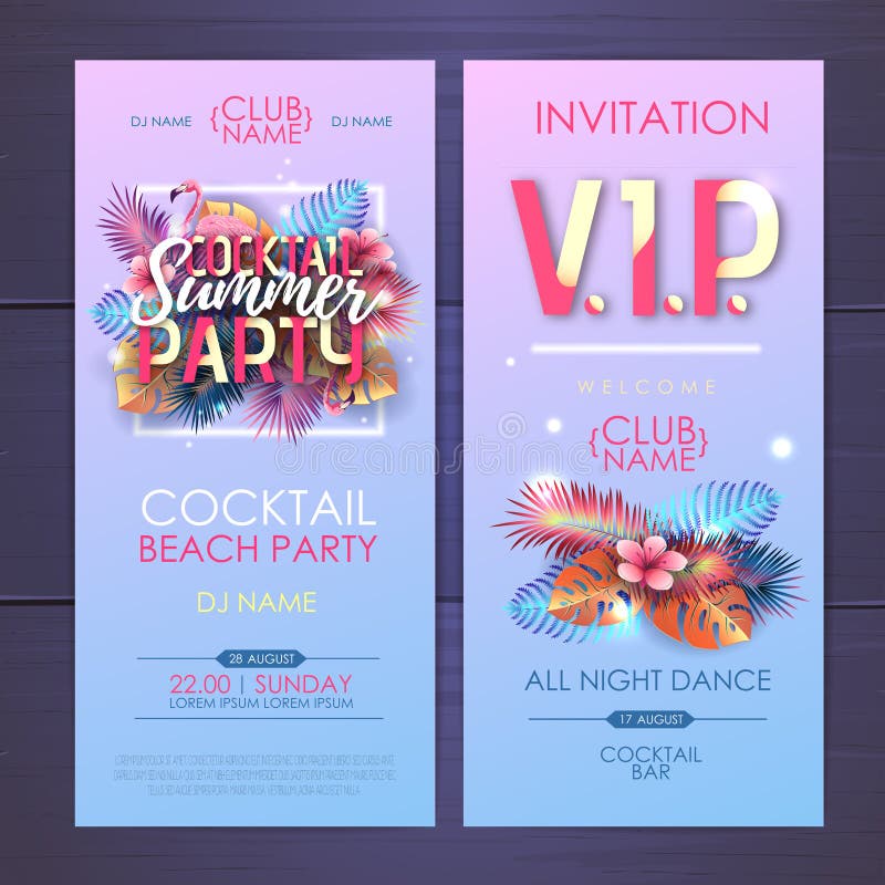 Lato dyskoteki przyjęcia koktajlowe typografii plakat z flamingiem i fluorescencyjnymi zwrotników liśćmi t?a karcianego projekta royalty ilustracja Lato dyskoteki przyjęcia koktajlowe typografii plakat z flamingiem i fluorescencyjnymi zwrotników liśćmi t?a karcianego projekta royalty ilustracja