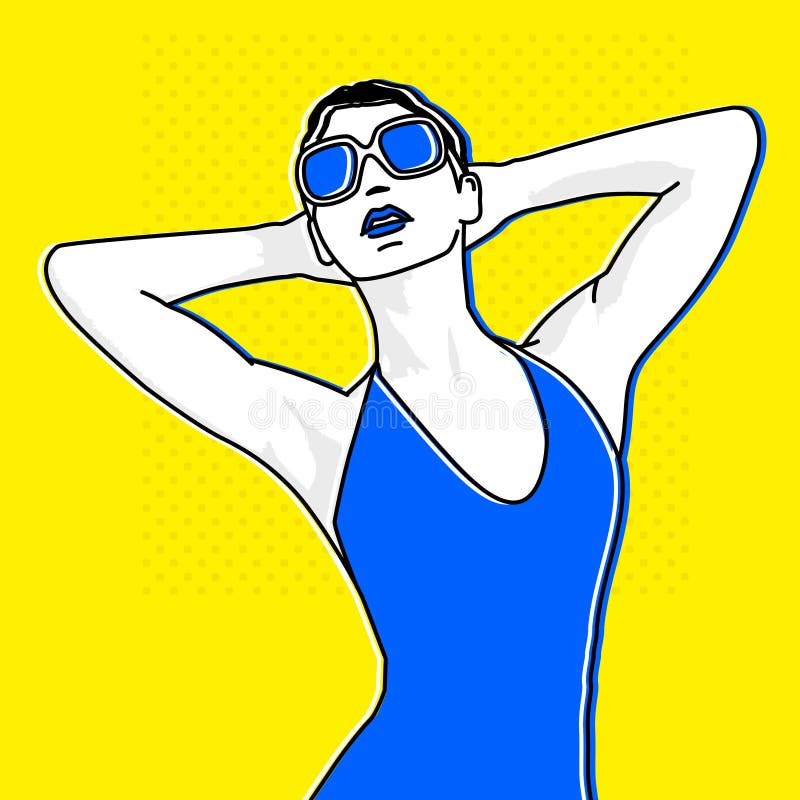 Lato w wystrzał sztuki stylu Dama Na Wakacje ilustracji Lato w wystrzał sztuki stylu Dama Na Wakacje ilustracji