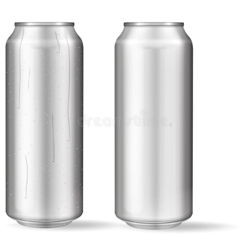 Latta di alluminio realistica con le gocce di acqua Latte metalliche per birra, soda, limonata, succo, bevanda di energia Il mode illustrazione vettoriale Latta di alluminio realistica con le gocce di acqua Latte metalliche per birra, soda, limonata, succo, bevanda di energia Il mode illustrazione vettoriale