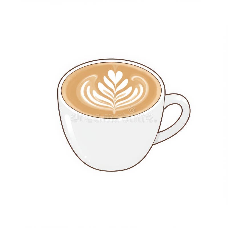 Latte aromatyczne w stylu sztuki w stylu białego pucharu royalty ilustracja