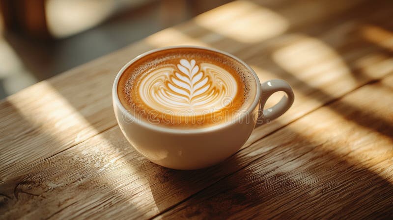 Latte Art A Perfect Cup of Coffee on Sunny Morning ilustracji