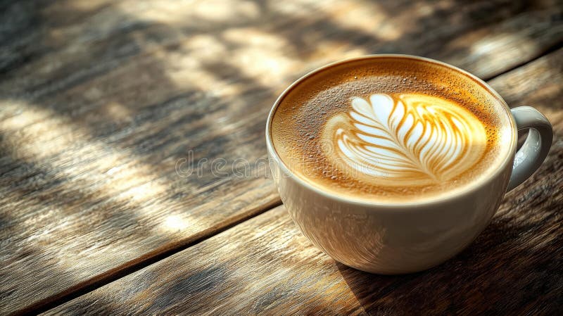 Latte Art A Perfect Cup of Coffee w słoneczny dzień ilustracja wektor