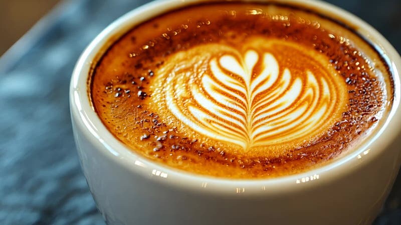Latte Art in White Cup on Rustic Table for Coffee Shop Design et Menu Inspiration Générique AI illustration de vecteur