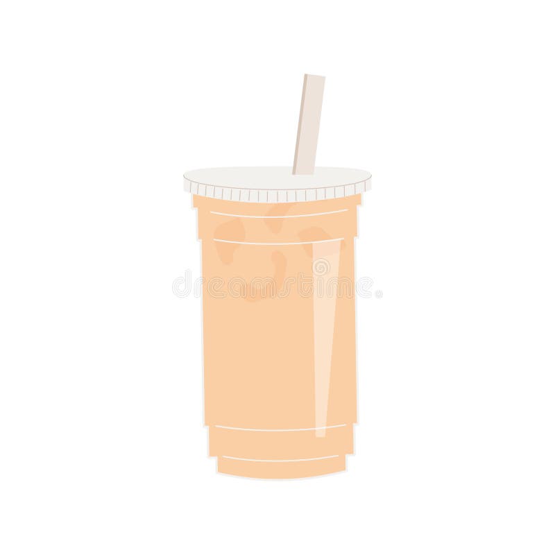 Iced latte or iced coffee in takeaway cup with straw Stock Vector