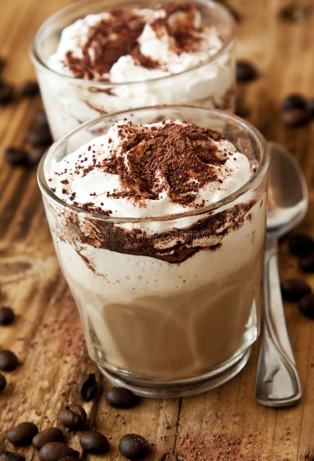Latte Coffee with Cream and Cocoa Stock Image Image of gourmet