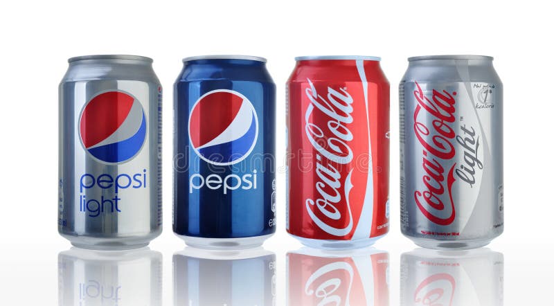 Latte della Pepsi-cola e della coca-cola immagini stock libere da diritti Latte della Pepsi-cola e della coca-cola immagini stock libere da diritti