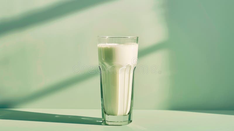 Latte fresco in un vetro alto su sfondo verde royalty illustrazione gratis