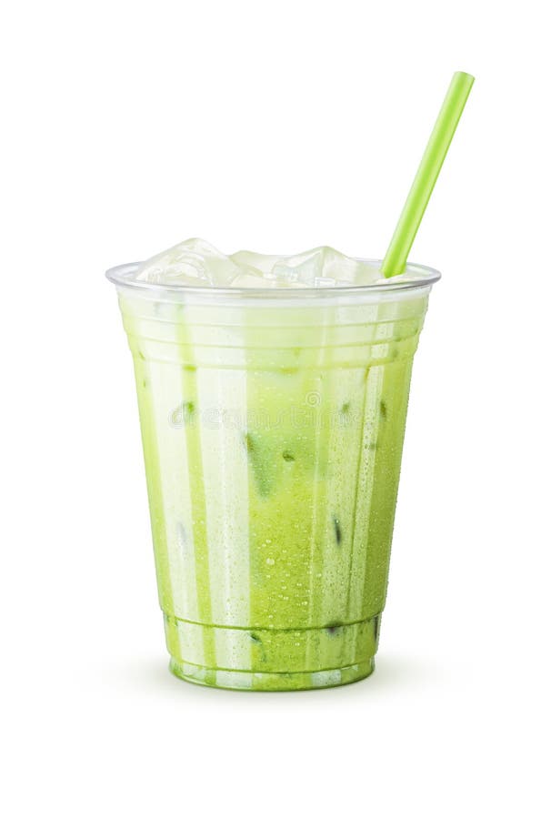 Latte glacé de Matcha de thé vert sur le fond blanc images libres de droits Latte glacé de Matcha de thé vert sur le fond blanc images libres de droits