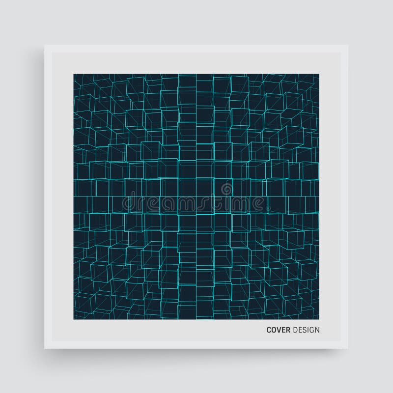 Lattice structure. Science or technology background. Graphic design. 3d grid surface. stock illustration