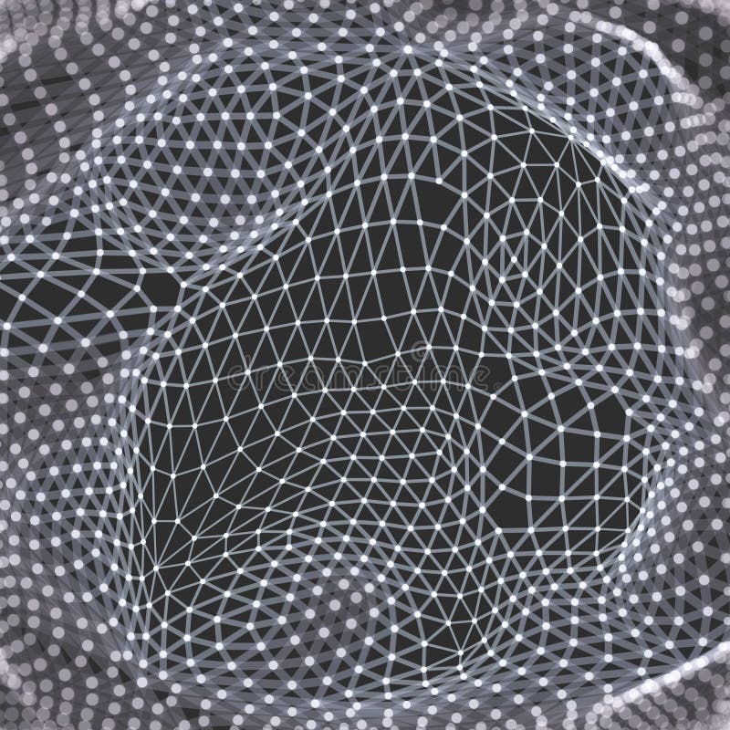 Lattice Structure. Science or Technology Background. Graphic Design. 3D Grid Surface. vector illustration