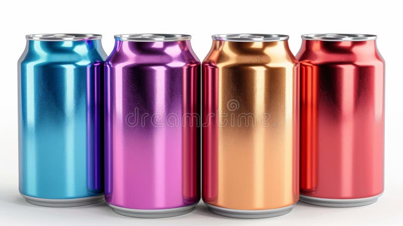Lattine metalliche colorate isolate su fondo bianco royalty illustrazione gratis
