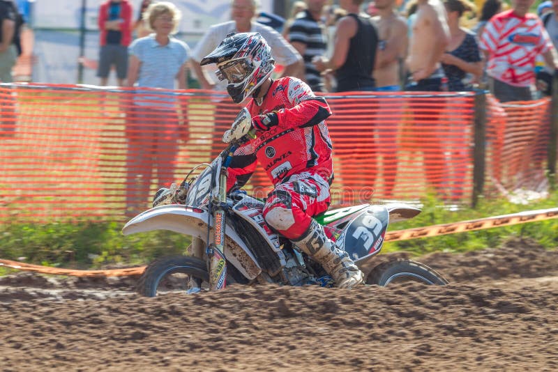 Latvia, Cesis, World Championship Motocross, Driver with Motorcycle ...