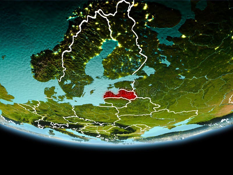 Latvia w czerwieni w wieczór ilustracja wektor