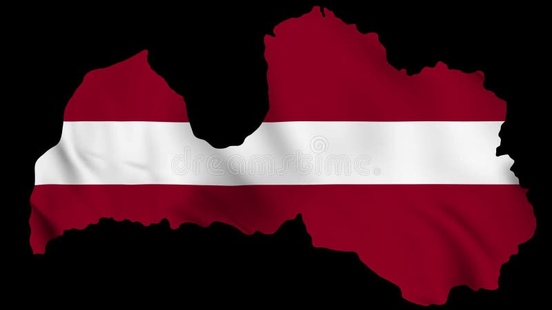 Latvia waving flag map met alfakanaal en naadloze loop