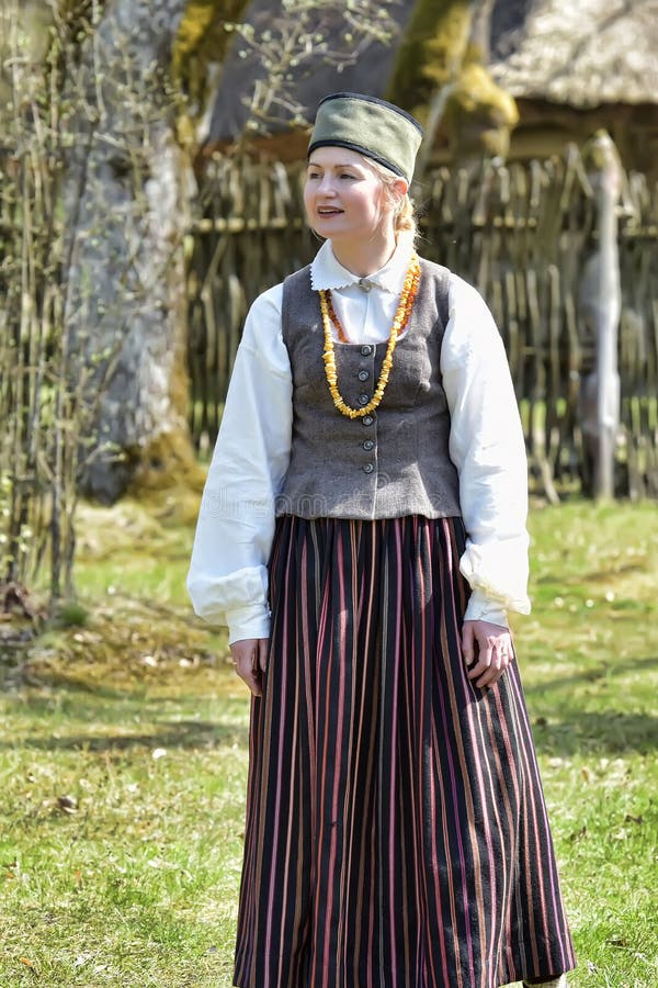 Latvia Woman in Traditional Dress Editorial Photography - Image of ...