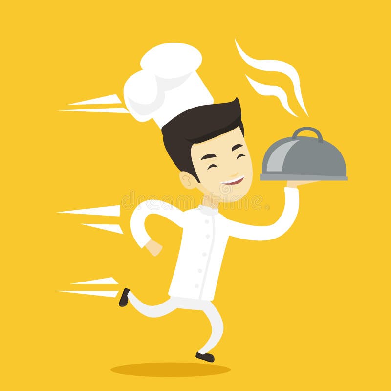 Laufende Chefkoch-Vektorillustration lizenzfreie abbildung Laufende Chefkoch-Vektorillustration lizenzfreie abbildung