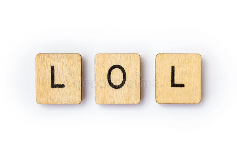 A Pretty Young Teen Happily Holding Rustic Alphabet Blocks With Her  Text-message Abbreviation: LOL (meaning Laughing Out Loud). On A White  Background. Stock Photo, Picture and Royalty Free Image. Image 26610107.