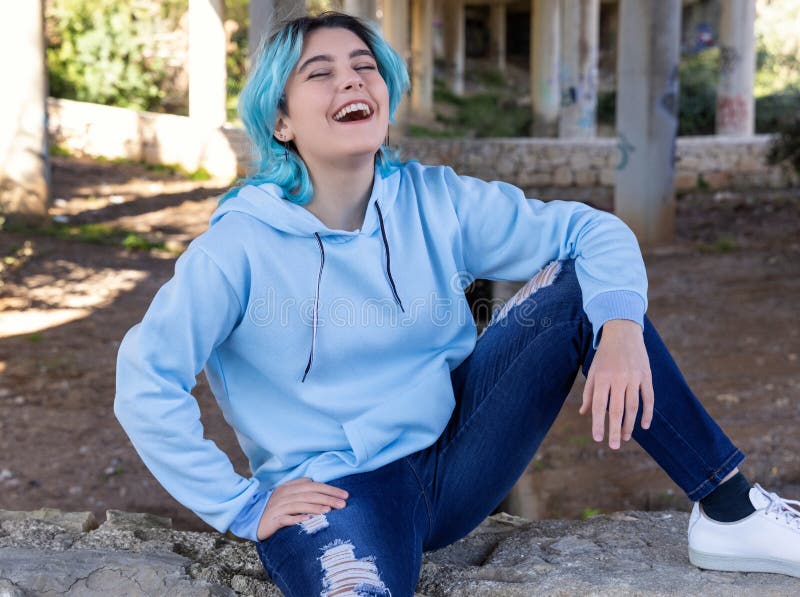 Blue-haired teen footjob compilation - wide 1