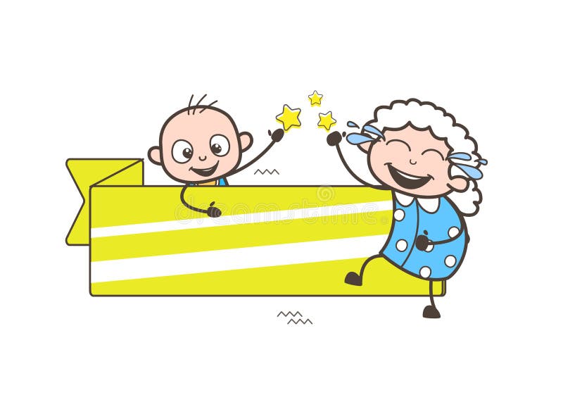 Laughing Granny with Baby and Banner Vector Illustration Stock Illustration  - Illustration of comedy, doodle: 101746496