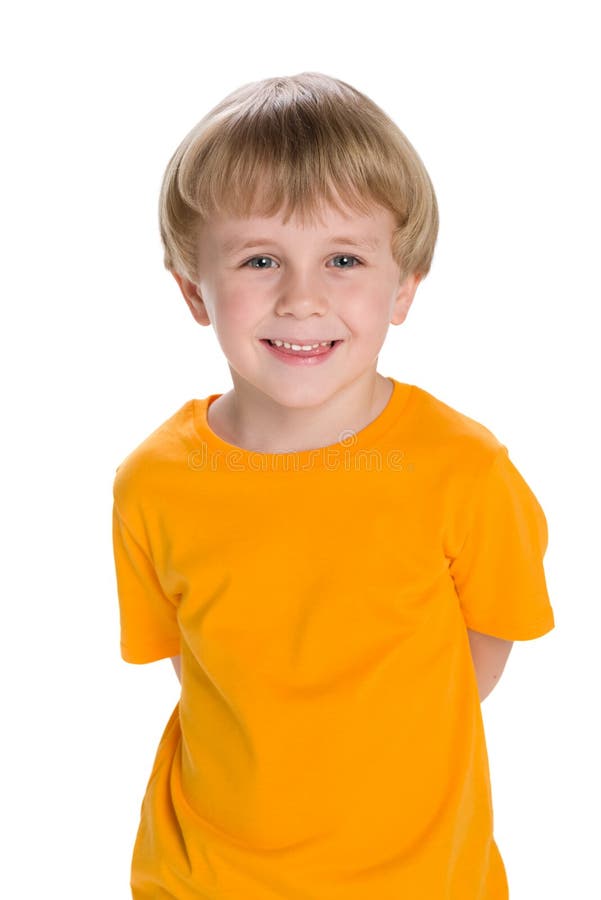 Laughing Little Boy in a Yellow Shirt Stock Image - Image of caucasian ...