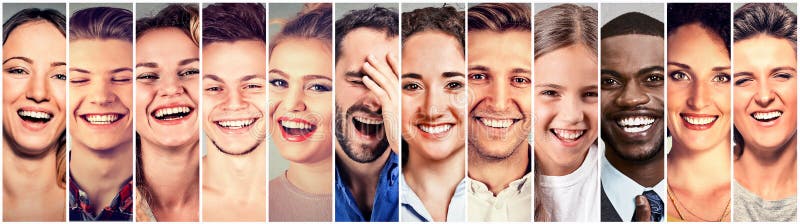 Oameni care râd. grup de bărbați fericiți femei copii royalty free stock image