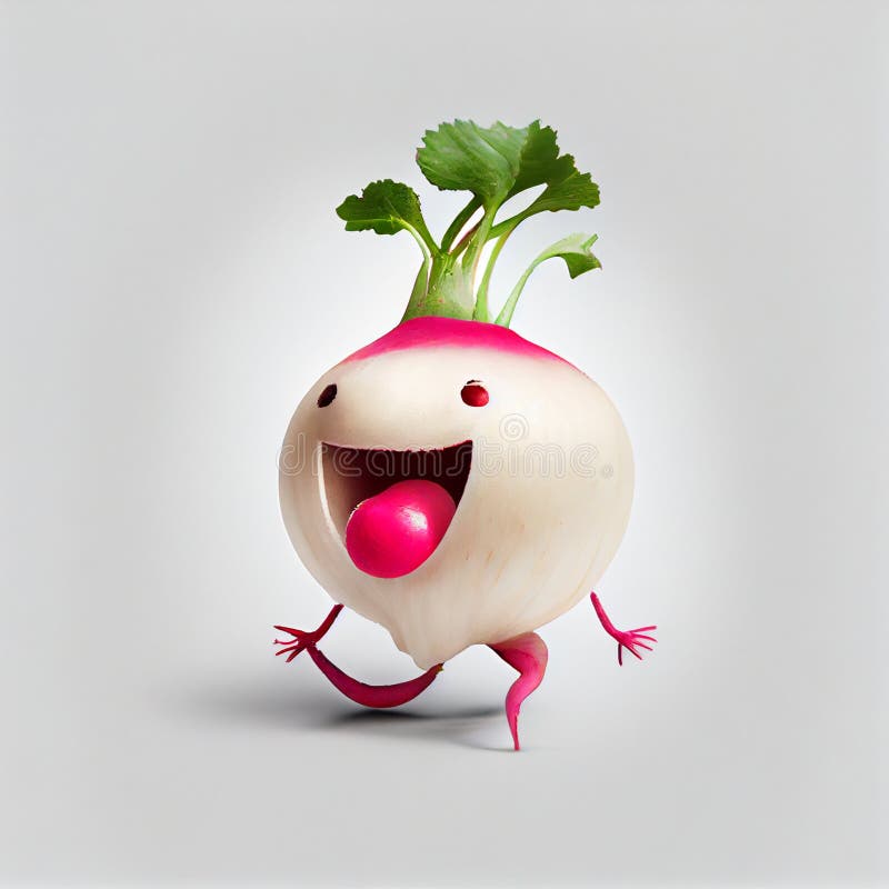 Laughing Radish a Playful Vegetable with a Joyful Smile. Generated AI
