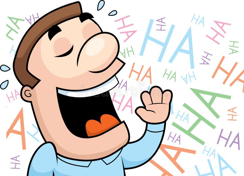 A cartoon man laughing and smiling.