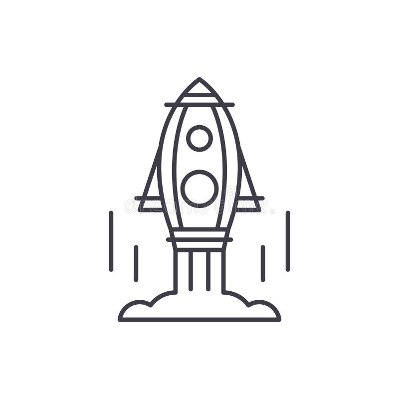 Launch of the project line icon concept. Launch of the project vector linear illustration, symbol, sign vector illustration