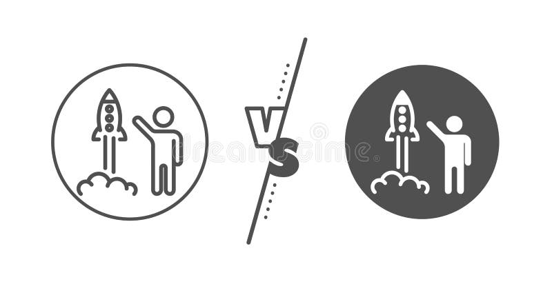 Launch project line icon. Startup rocket sign. Vector stock illustration