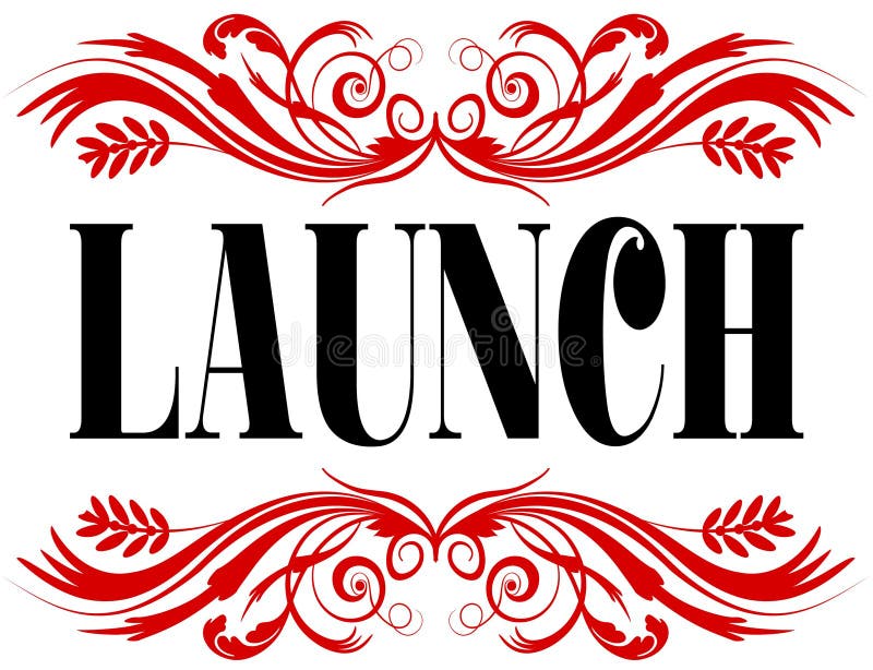LAUNCH Text on Dialogue Balloon Illustration. Blue Background. Stock