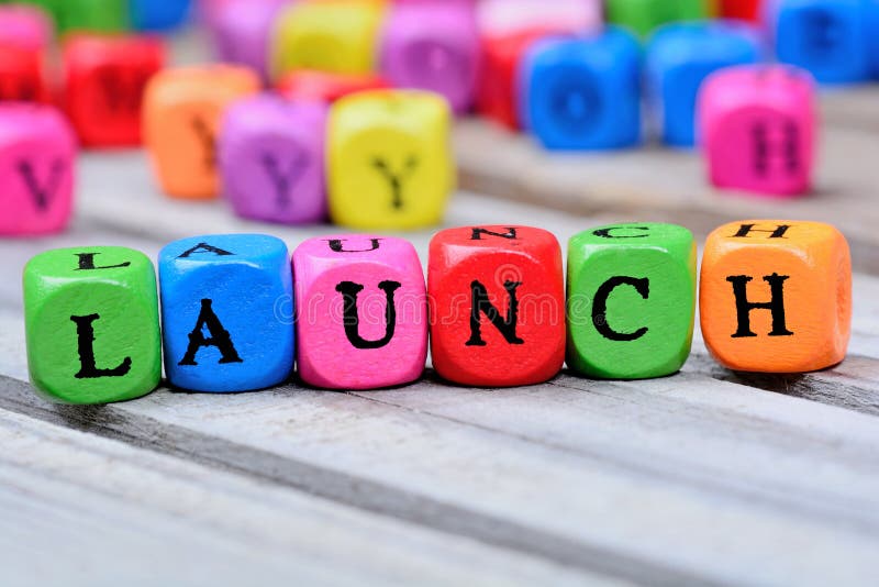 Launch word on table stock photography Launch word on table stock photography