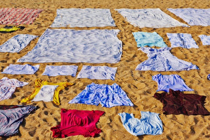 Laundry on the beach stock image. Image of group, culture 35445229