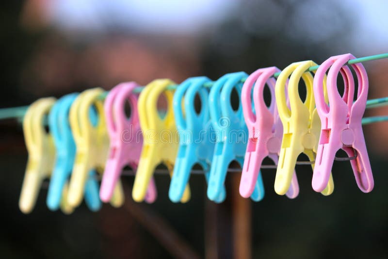 Laundry clips in basket stock image. Image of wicker 18674993