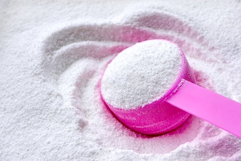 Laundry Detergent Powder and Pink Plastic Scoop Stock Image Image of