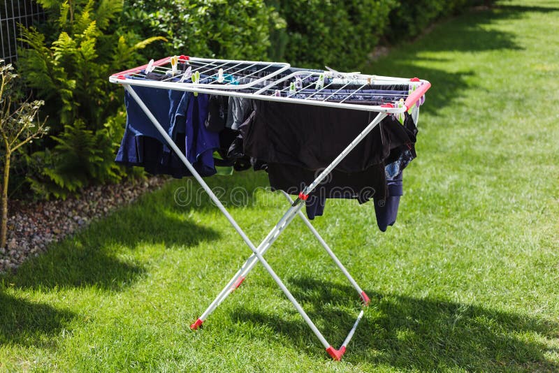 Laundry on the Dryer in the Garden Stock Image Image of clothesline