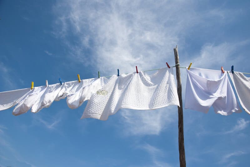 Laundry Drying on the Rope Outside Stock Image - Image of laundry,  clothesline: 32972875