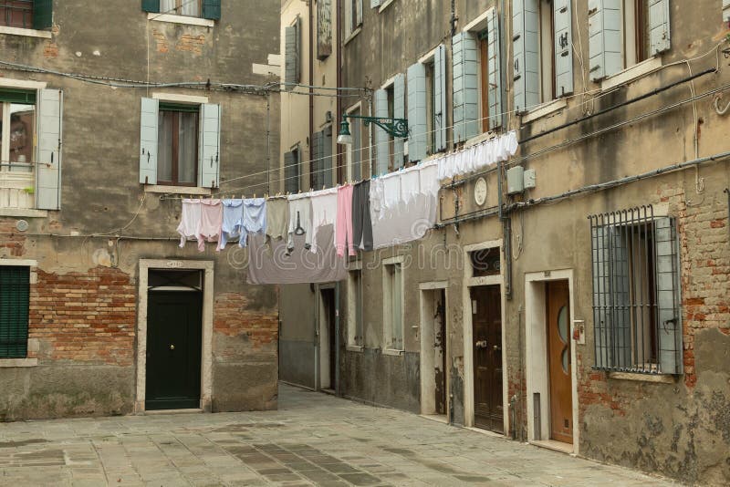 Laundry Hanging in Venice, Italy Stock Image - Image of buildings ...