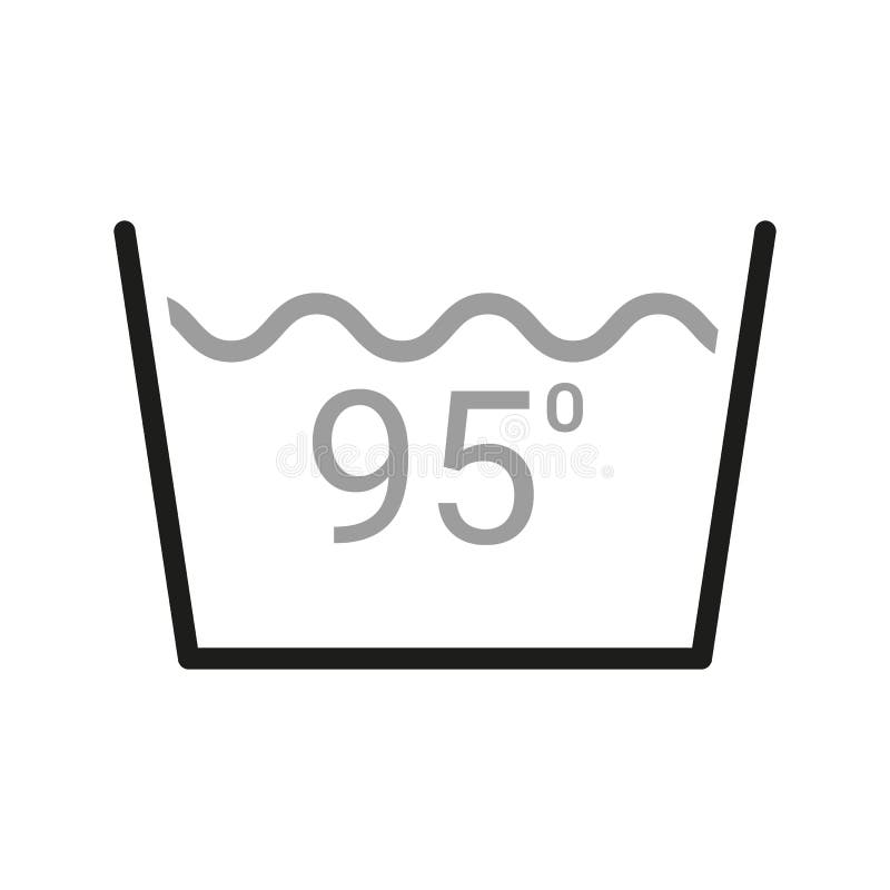 Laundry Icon. Care Clothes Instructions on Labels, Temperature Water 95. Vector Line Item