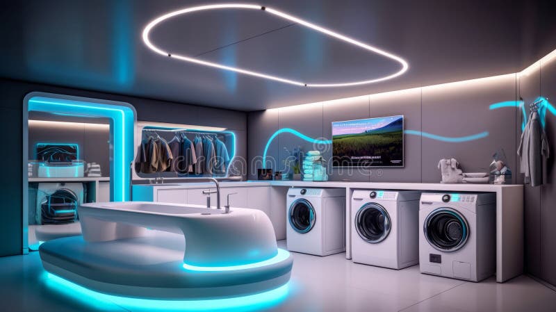 Laundry Room of a beautiful futuristic design. vector illustration.