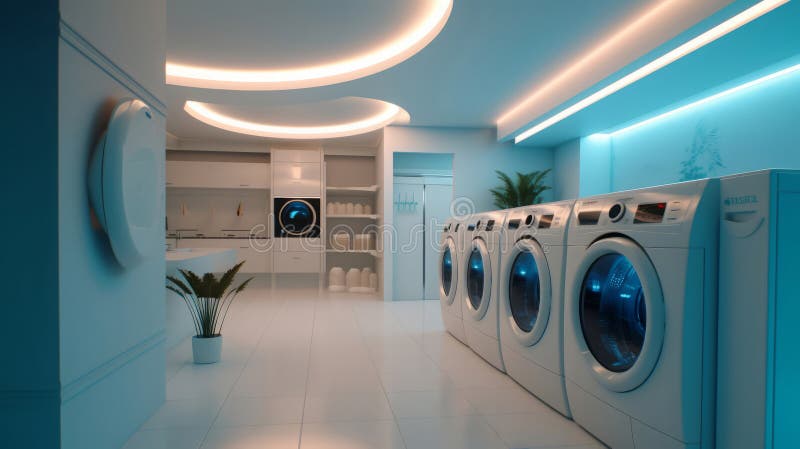 Laundry Room of a beautiful futuristic design. royalty free illustration.