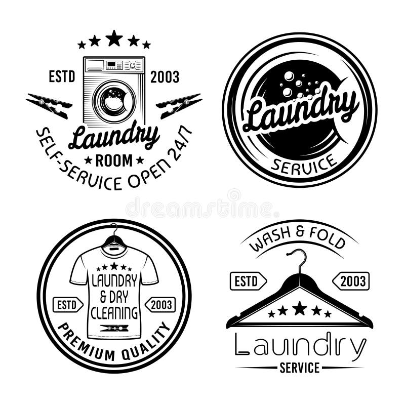 Laundry Room, Cleaning Service Vector Emblems Stock Vector ...