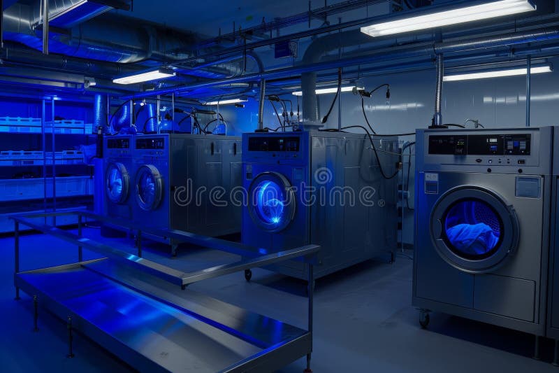 Illuminated Laundry A Futuristic Journey Through Wash Cycles stock illustration