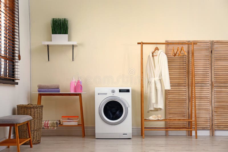 Laundry Room Interior with Washing Machine Stock Image Image of dryer