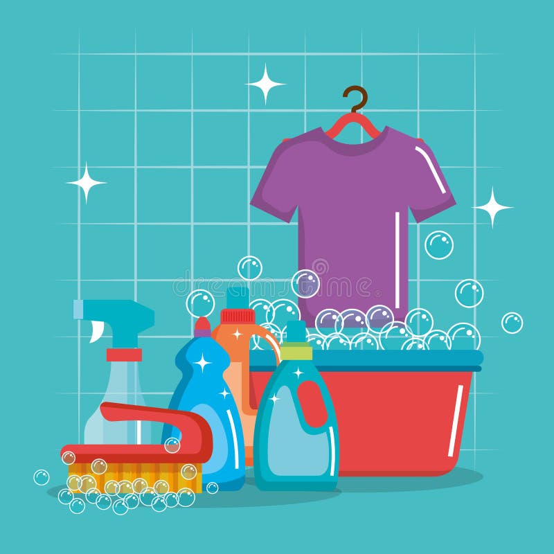 Laundry Service Set Products Stock Vector Illustration of element
