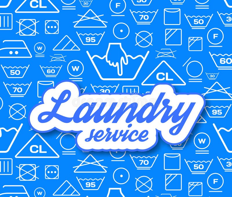 Laundry service vector illustration on blue background