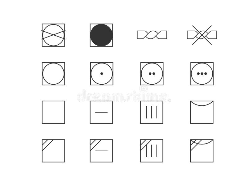 Laundry Symbols, Drying Symbols. Vector Illustration, Flat Design Stock