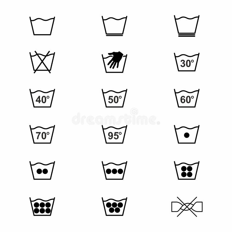 Laundry Symbols Icons Set 1 3 Stock Illustrations 1 Laundry Symbols