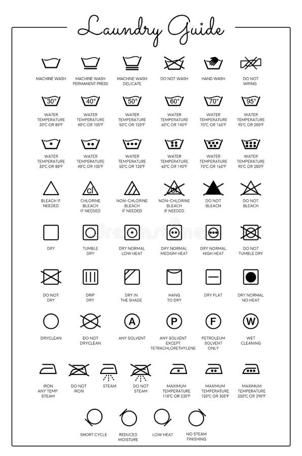 Laundry symbols and icons set vector